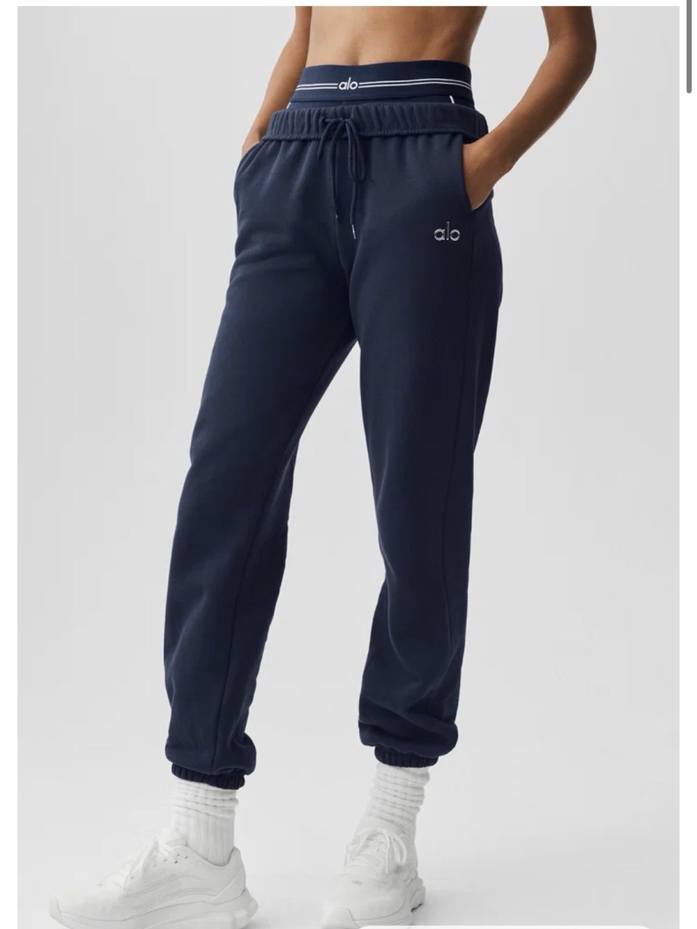 ALO Yoga Navy High-Rise Drawstring Joggers